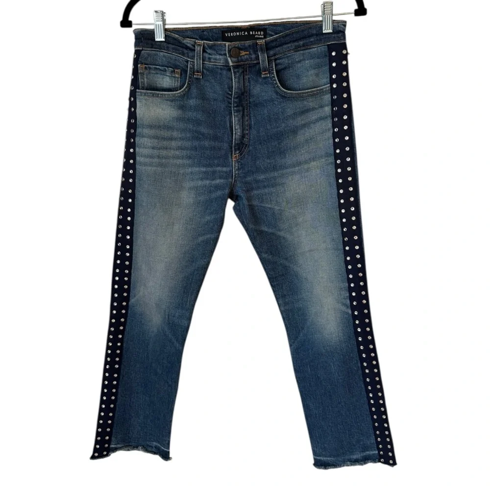 Veronica Beard Ines Stud Detail Crop Jeans - Picture 6 of 16